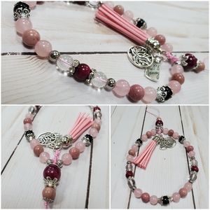 Quartz and Rhodochrosite Phone Wrist Strap